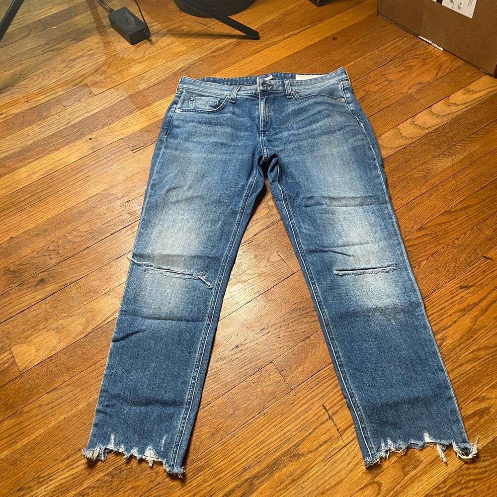 Rag & Bone Distressed Raw Hem Ankle Jeans Size 28 - Picture 2 of 11